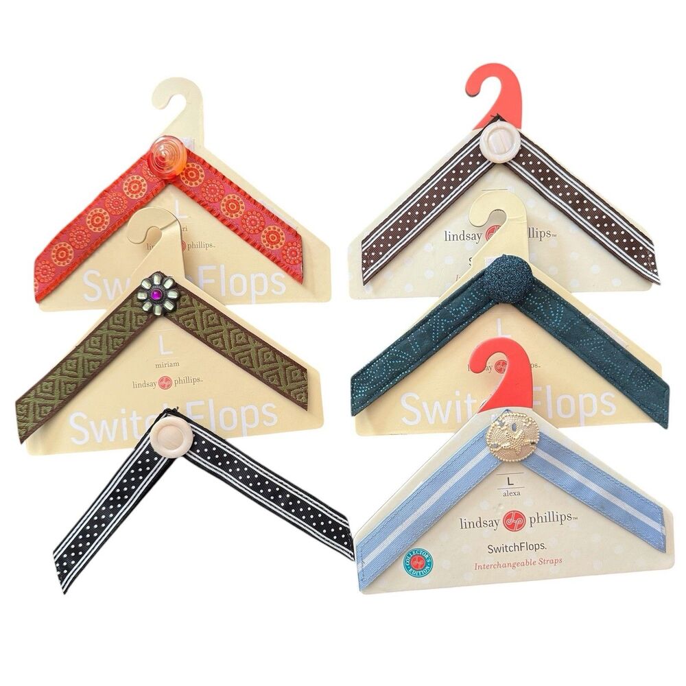 Lindsay Phillips Switchflops Straps Size L Set of 6 polka dots sand dollar